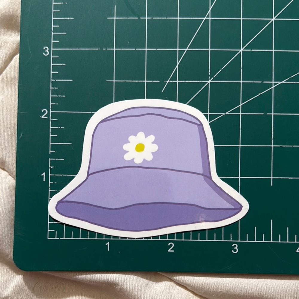Purple Daisy Bucket Hat Waterproof Sticker